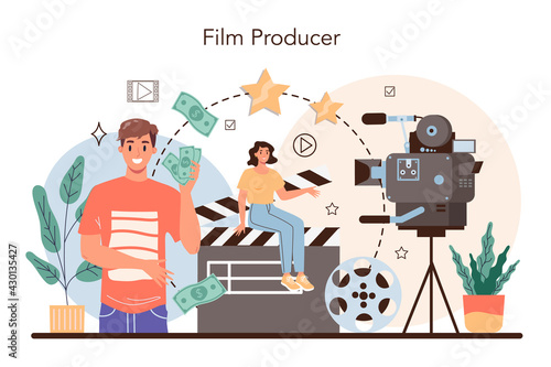 Producer concept. Film production, entertainment industry. Artist creating