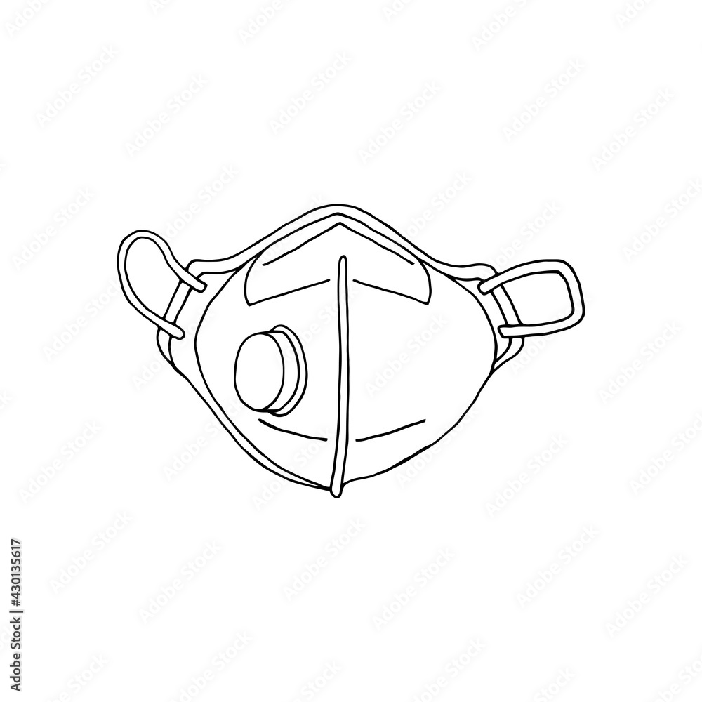 Vector illustration with a respirator on a white background. Face protection. Vector illustration with a respirator on a white background. Face protection.