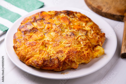 Spanish omelette with cheese, potatoes and sweet potato