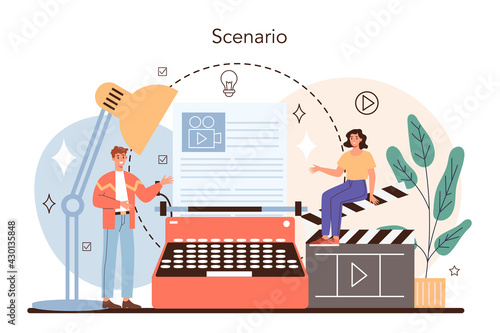 Screenwriter concept. Playwright create a screenplay for movie.