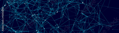 Abstract digital background of points, lines and triangles. Glowing plexus. Big data. Network or connection. Abstract technology science background. 3d vector illustration.