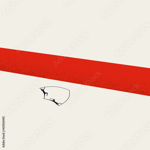 Business overcome challenge, obstacle, vector concept. Symbol of success, solution, achievement. Minimal illustration.