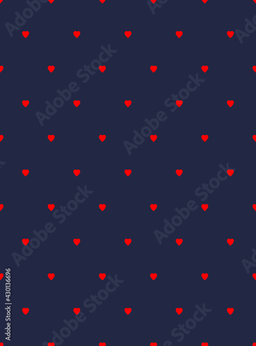 Red love hearts seamless vector background, endless wallpaper passion symbols, Valentine Day dating theme.