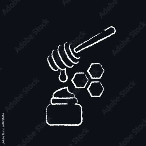 Cream with propolis and honey chalk icon. Natural cosmetics and Make up. Thin line customizable illustration. Contour symbol. Vector isolated outline drawing.