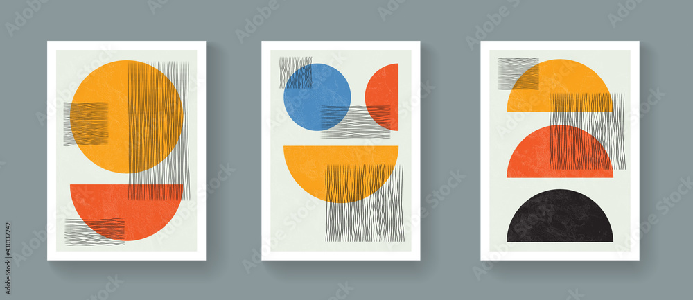 Set of abstract minimalist geometric posters. Mid-Century Modern Contemporary Art Vector Design. Bohemian style illustration with shapes. Set of abstract minimalist geometric posters. Mid-Century Modern Contemporary Art Vector Design. Bohemian style illustration with shapes.