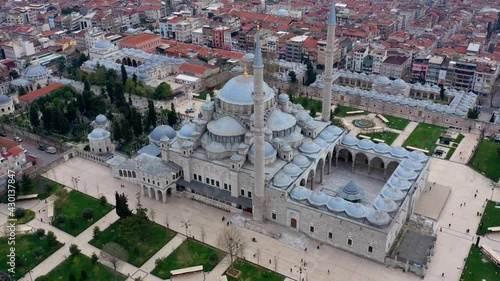 Turkey, Istanbul, Muslim mosque, drone view.
