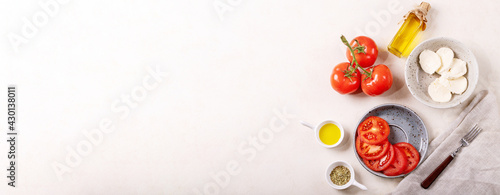 Mozzarella salad over white texture background © feirlight