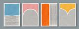Set of minimal geometric posters. Mid-Century Modern Art with Watercolor Shapes. Trendy artistic abstract background.