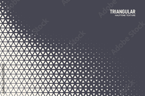 Triangular Halftone Texture Retrowave Vector Geometric Technology Abstract Background. Half Tone Triangles Retro Colored Pattern. Minimal 80s Style Dynamic Tech Structure Wallpaper