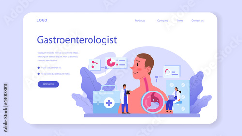 Gastroenterology doctor web banner or landing page. Idea of health care