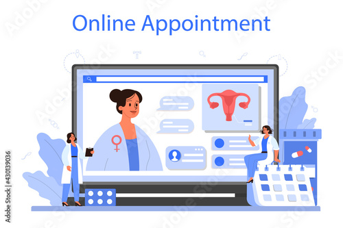 Gynecologist online service or platform. Women health examination
