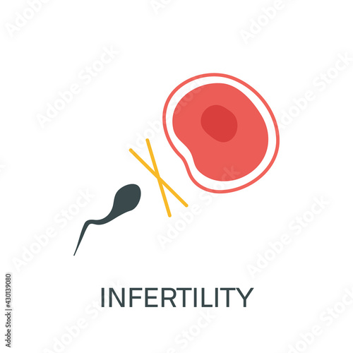 Block between female and male egg cells. Infertility and contraception medical icon. Insemination and fertilization failure. Reproductive system disease.