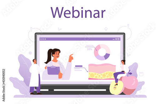 Nutritionist online service or platform. Nutrition therapy with healthy food