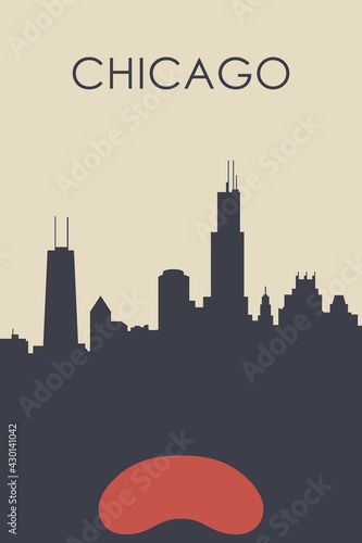 Chicago city poster artwork. My own graphic design vector drawing.
