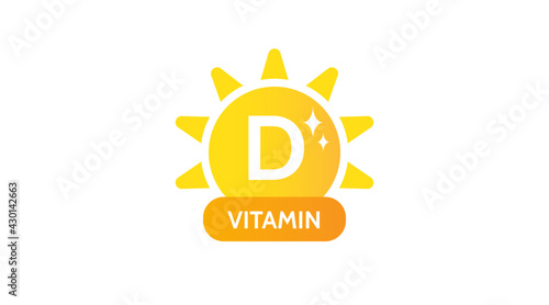 Vitamin D. label, icon, logo design. Medicine, healthcare, eco, organic, bio theme. Vector simple illustration Isolated