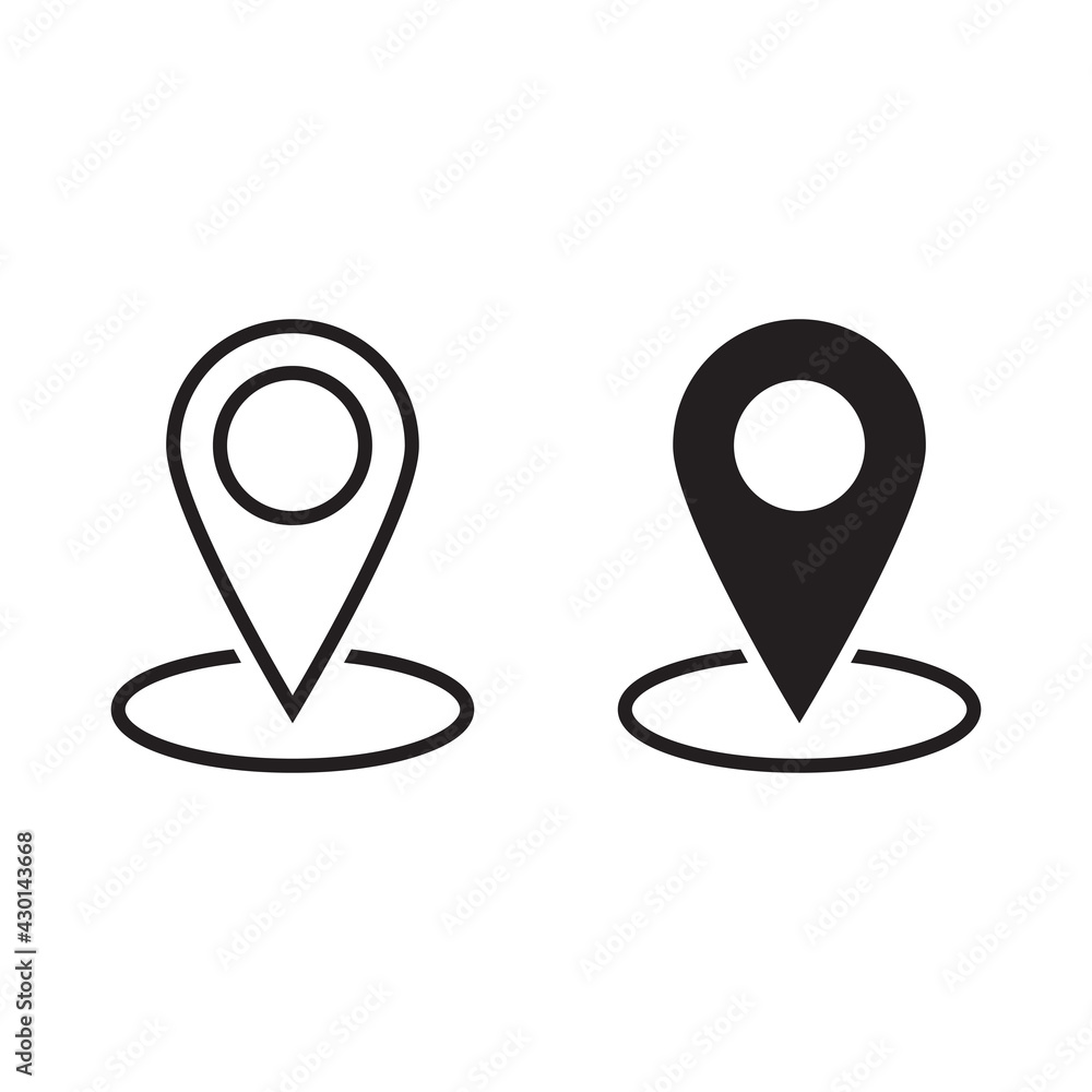 Pin point, location icon on white background Pin point, location icon on white background