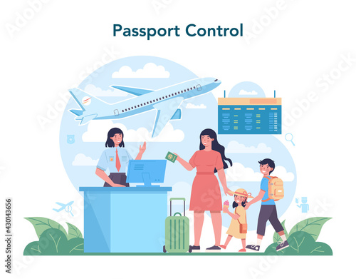 Customs officer concept. Passport control at the airport. Security