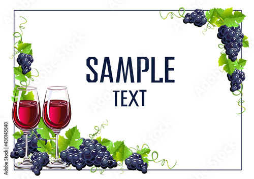 Wine and grapes realistic vector still life for poster, invitation, menu or internet decoration. Autumn harvest and delicious food and drink.