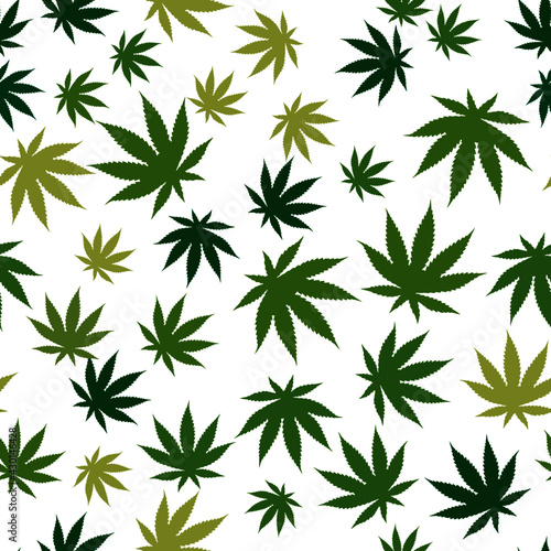 seamless pattern of cannabis leaves. Vector illustration for textile industry.