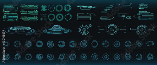 Set elements for the user interface HUD. Futuristic user interface with HUD, GUI, UI elements. Holographic user interface HUD photo