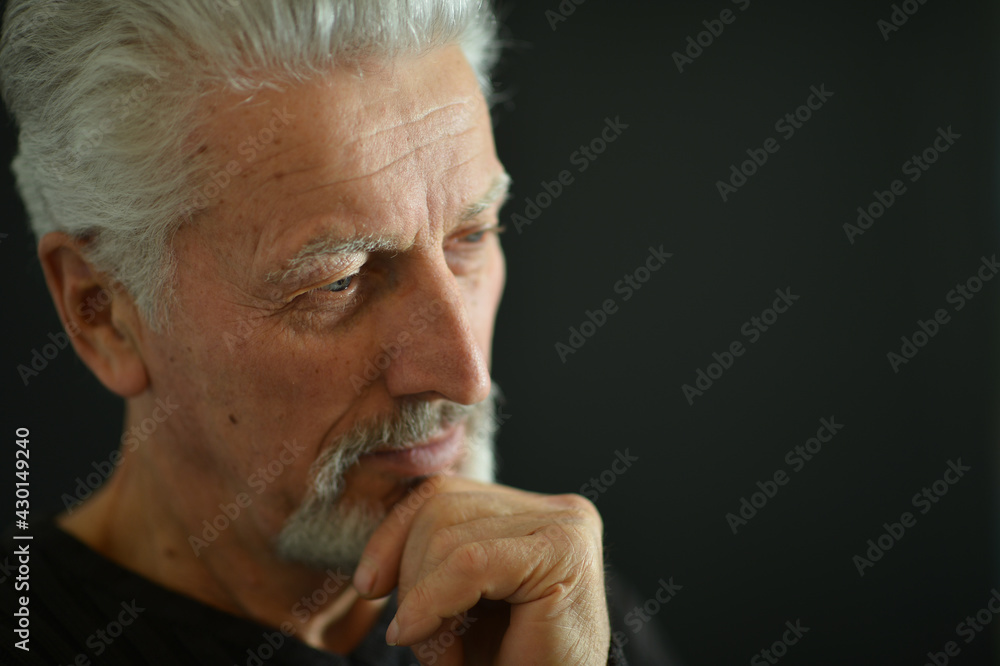Portrait of sad thinking senior man Portrait of sad thinking senior man