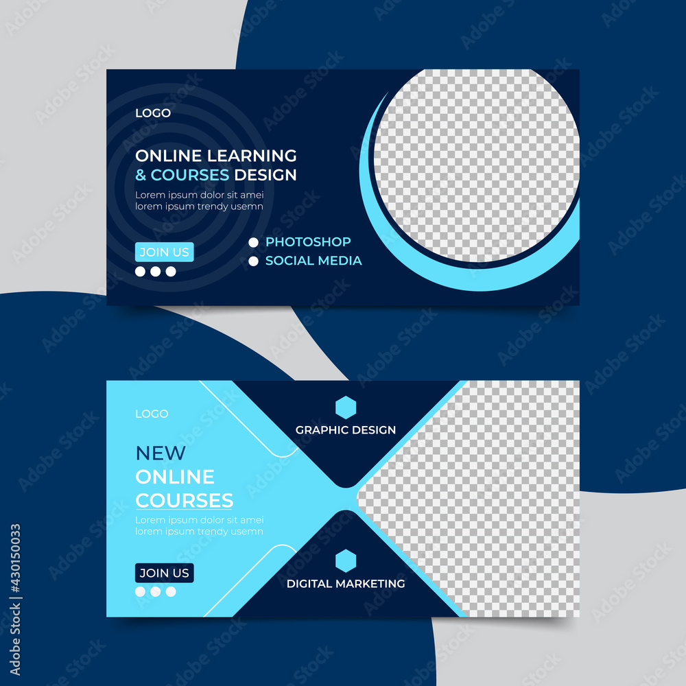 Online course social media banner template promotion. Can use for web ...