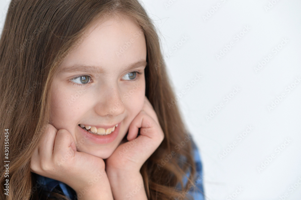 Cute girl looking away isolated on white background Cute girl looking away isolated on white background