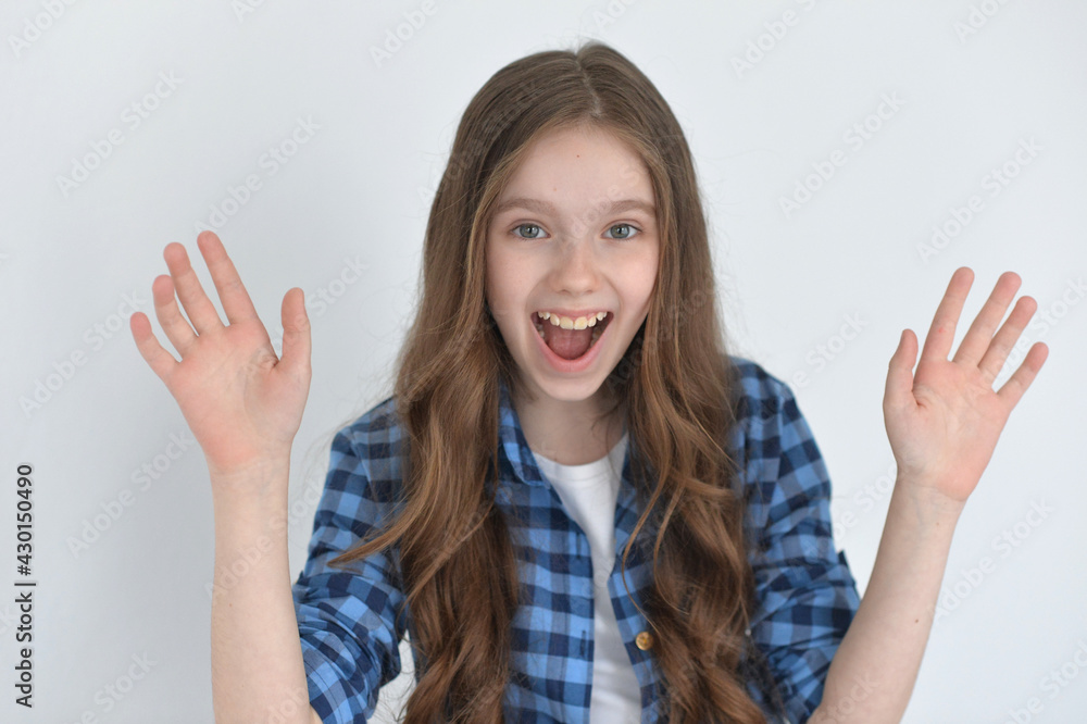 Cute happy girl posing isolated on white background Cute happy girl posing isolated on white background