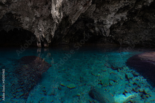 Los Tres Ojos -crystal water blue lake in limestone cave in Santo Domingo  Dominican Republic
