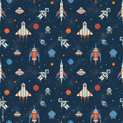 Pixel Art Inter Galactic Adventure Space Pattern