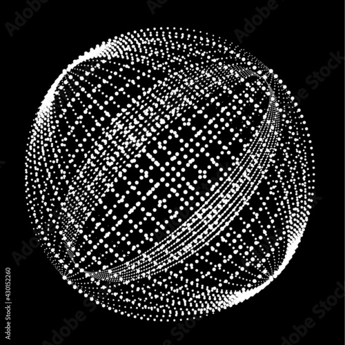 futuristic design . Digital visualization . Particles stream background . Technology information concept. Flow lines . Vector sphere . Halftone dots © miloje