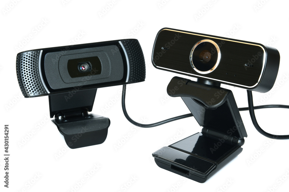 Black computer webcam isolated on white background Black computer webcam isolated on white background