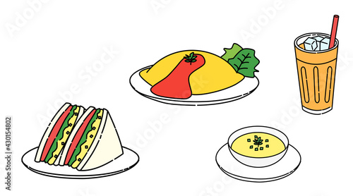 Sandwiches, omelets, soups, breakfasts, sets