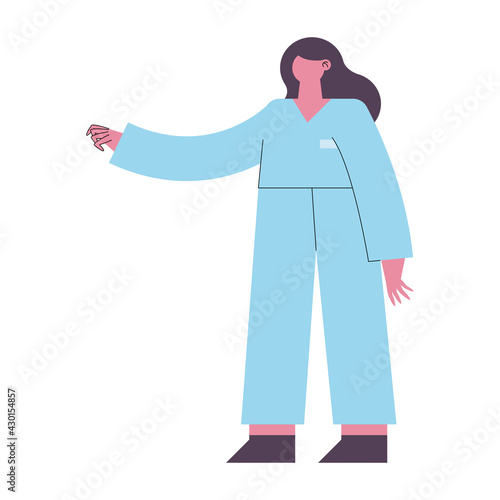 woman in blue pijama