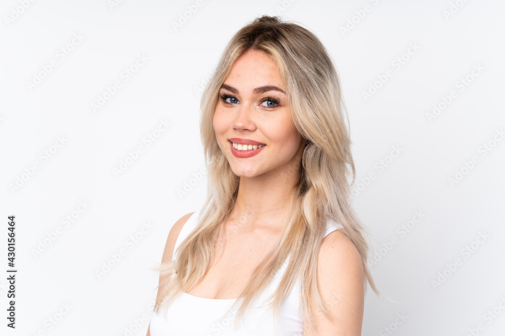 Teenager blonde girl over isolated white background . Portrait Teenager blonde girl over isolated white background . Portrait