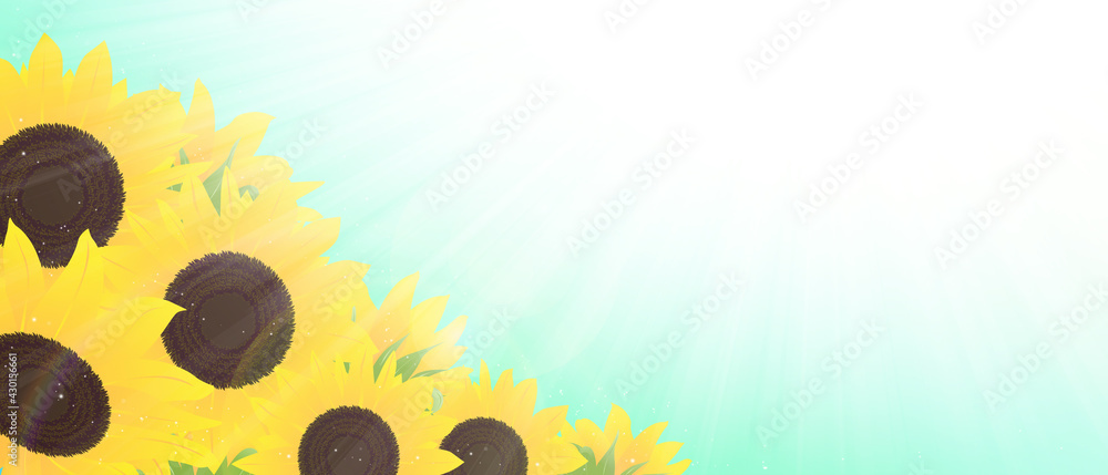 ひまわり 背景 太陽の光 ブルー 横長 Stock イラスト Adobe Stock
