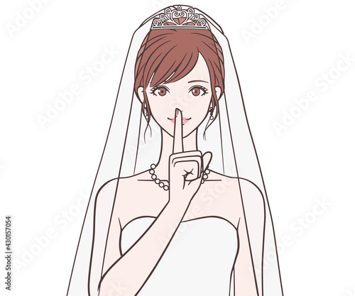 人差し指を口に当てる花嫁