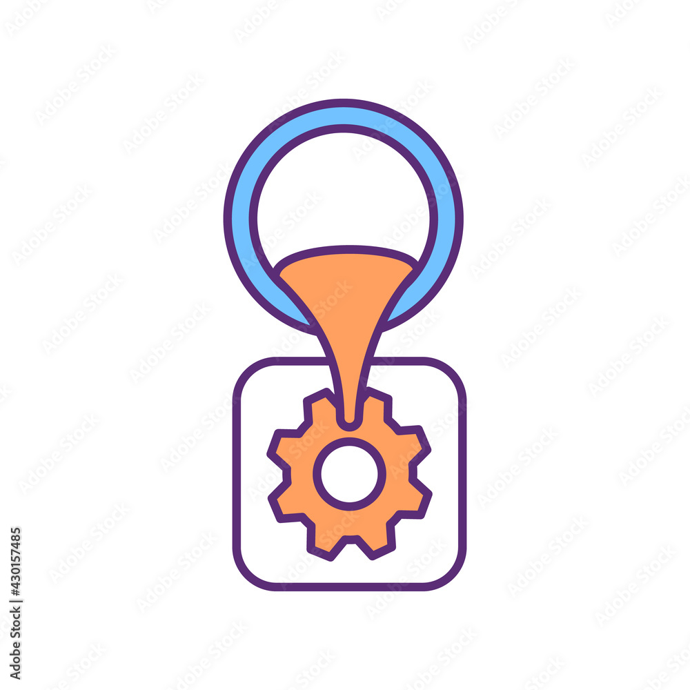 Metal and plastic artificial limb parts creation RGB color icon. Design techniques. Production processes. Prosthetic components. Creating artificial body parts. Isolated vector illustration