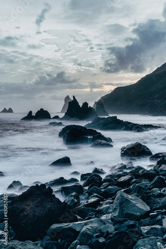 Landscape of an island with sea and mountains