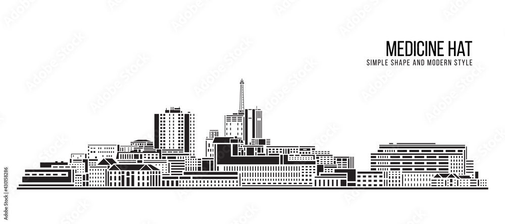 Cityscape Building Abstract Simple shape and modern style art Vector design - Medicine Hat
