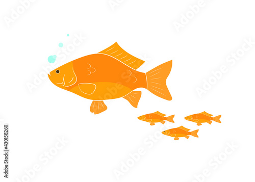 Flat fish (crucian carp,  perch) icon. Vector image