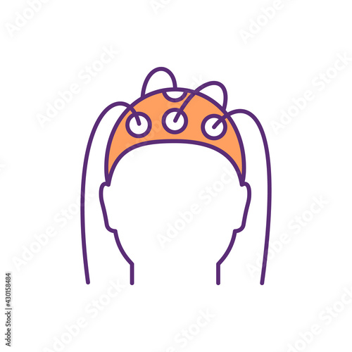 Abnormalities detection in brain waves RGB color icon. Electroencephalogram. Electrical brain activity. Electrophysiological monitoring. Disorders diagnosis. Isolated vector illustration