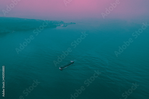 Boat in the sea, morning. © Alice Fox