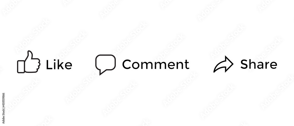 Like, Comment, Share. Elements of Social Media Icons. Vector ...