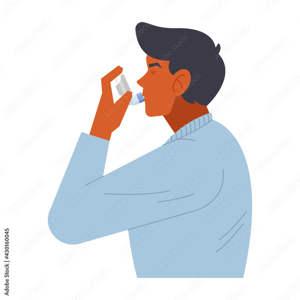 man using inhaler man using inhaler