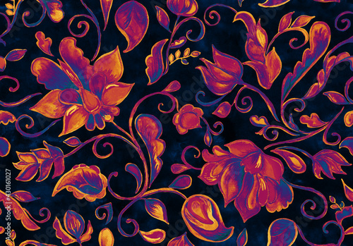 Paisley watercolor floral pattern