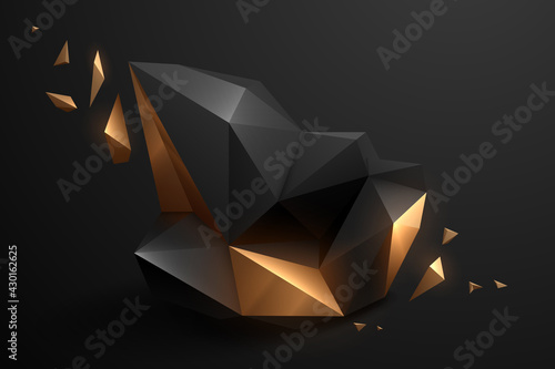 Abstract black and gold geometric objects