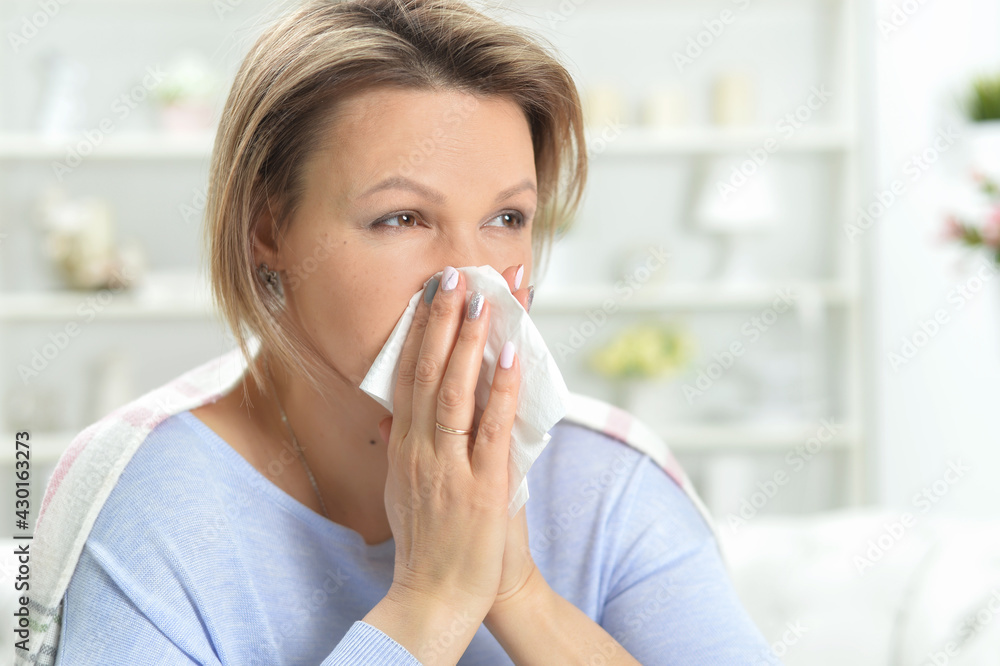 ill young woman with tapped nose ill young woman with tapped nose