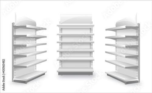 Shelving rack for store trading empty template for design stock vector illustration isolated on white background