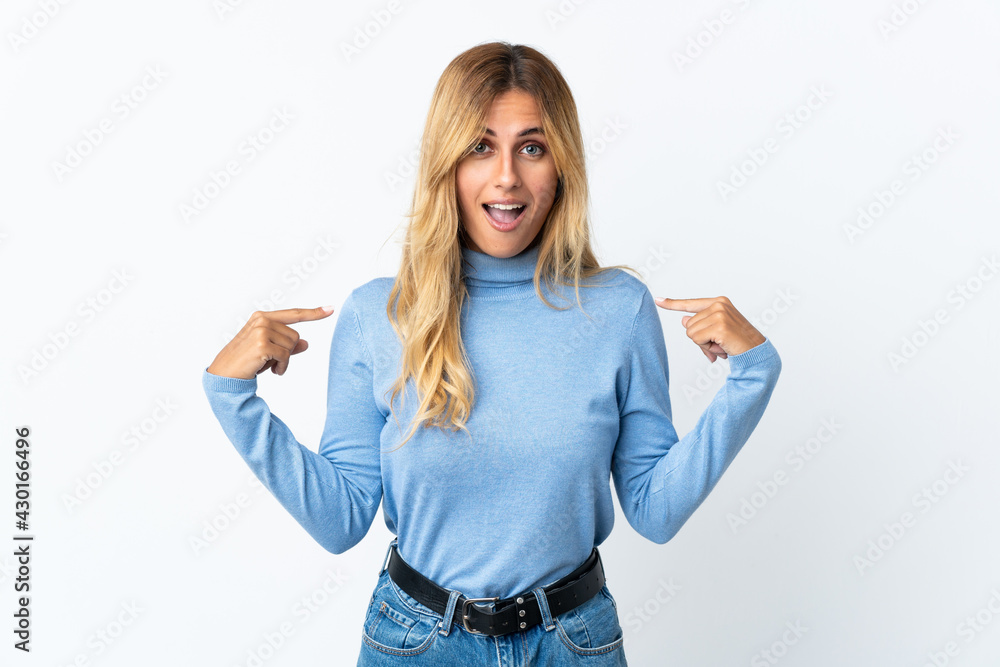 Young blonde Uruguayan woman over isolated background with surprise facial expression Young blonde Uruguayan woman over isolated background with surprise facial expression